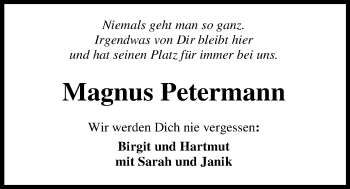 Traueranzeige von Magnus Petermann von Nordwest-Zeitung