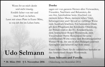Traueranzeige von Edo Selmann von Nordwest-Zeitung