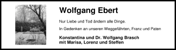 Traueranzeige von Wolfgang Ebert von Nordwest-Zeitung