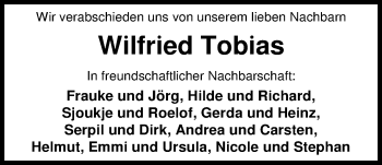 Traueranzeige von Wilfried Tobias von Nordwest-Zeitung