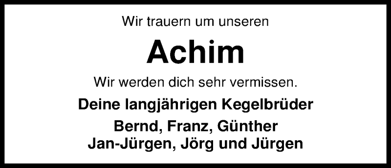  Traueranzeige für Joachim Spors vom 13.02.2016 aus Nordwest-Zeitung