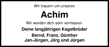 Traueranzeige von Joachim Spors von Nordwest-Zeitung