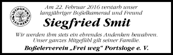 Traueranzeige von Siegfried Smit von Nordwest-Zeitung