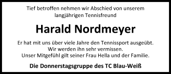 Traueranzeige von Harald Nordmeyer von Nordwest-Zeitung