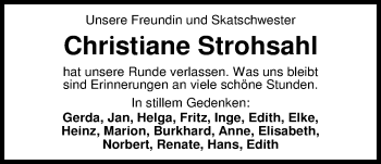 Traueranzeige von Christiane Strohsahl von Nordwest-Zeitung