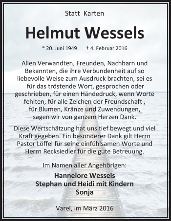 Traueranzeige von Helmut Wessels von Nordwest-Zeitung
