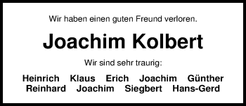 Traueranzeige von Joachim Kolbert von Nordwest-Zeitung