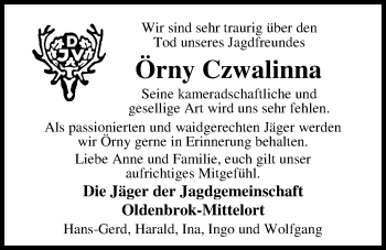 Traueranzeige von Ernst (Örny) Czwalinna von Nordwest-Zeitung