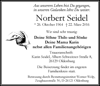 Traueranzeige von Norbert Seidel von Nordwest-Zeitung