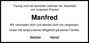 Traueranzeige von Manfred Wiechmann von Nordwest-Zeitung