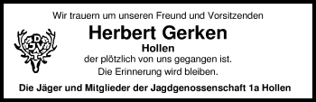 Traueranzeige von Herbert Gerken von Nordwest-Zeitung