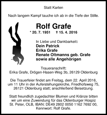 Traueranzeige von Rolf Grafe von Nordwest-Zeitung