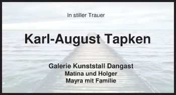Traueranzeige von Karl-August Tapken von Nordwest-Zeitung