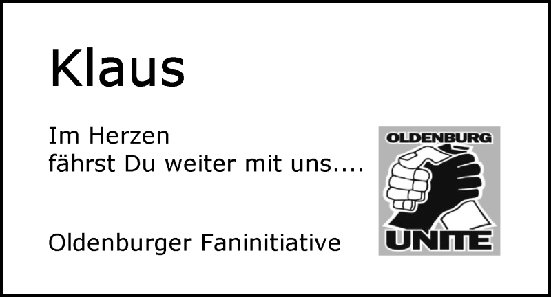  Traueranzeige für Klaus Garmers vom 21.05.2016 aus Nordwest-Zeitung