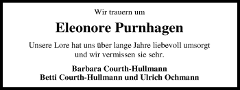 Traueranzeige von Eleonore Purnhagen von Nordwest-Zeitung