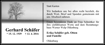 Traueranzeige von Gerhard Schäfer von Nordwest-Zeitung