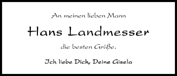 Traueranzeige von Hans (Johannes) Landmesser von Nordwest-Zeitung