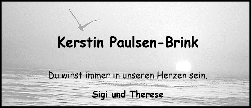  Traueranzeige für Kerstin Paulsen-Brink vom 28.05.2016 aus Nordwest-Zeitung