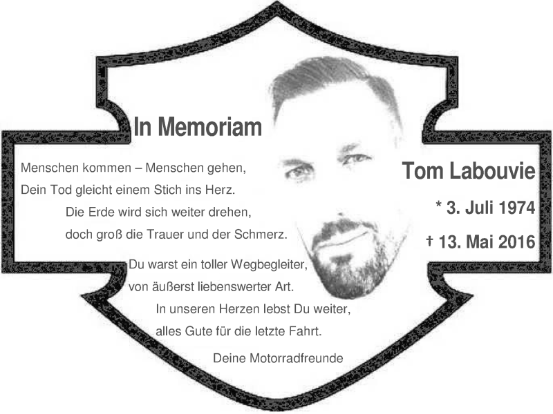  Traueranzeige für Thomas Labouvie vom 21.05.2016 aus Nordwest-Zeitung
