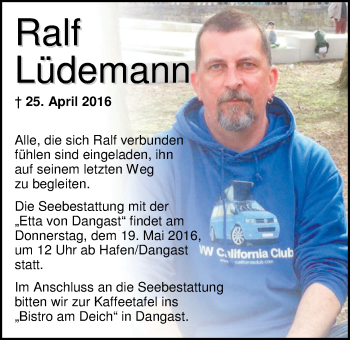 Traueranzeige von Ralf Lüdemann von Nordwest-Zeitung