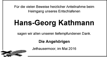 Traueranzeige von Hans-Georg Kathmann von Nordwest-Zeitung