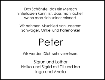 Traueranzeige von Hans-Peter Henniges von Nordwest-Zeitung