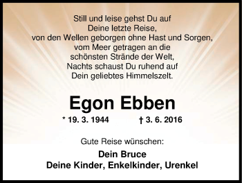 Traueranzeige von Egon Ebben von Nordwest-Zeitung
