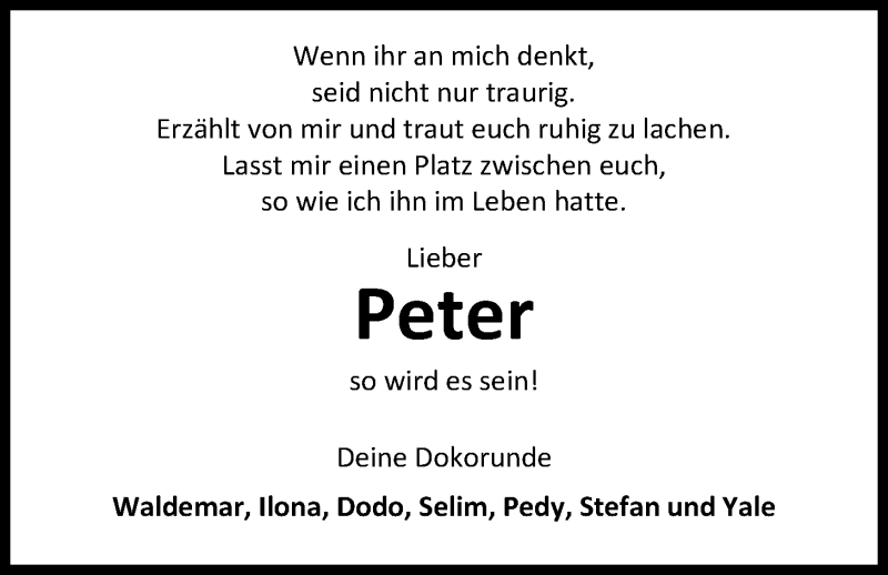  Traueranzeige für Hans-Peter Henniges vom 02.06.2016 aus Nordwest-Zeitung