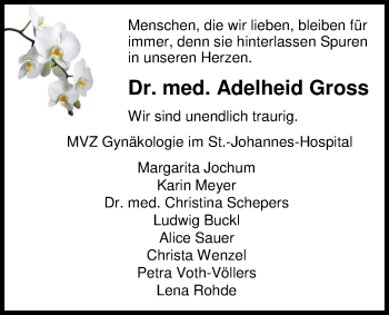 Traueranzeige von Adelheid Dr. Gross von Nordwest-Zeitung