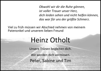 Traueranzeige von Heinz-G. Otholt von Nordwest-Zeitung