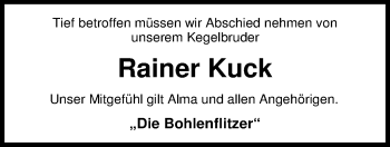 Traueranzeige von Rainer Kuck von Nordwest-Zeitung