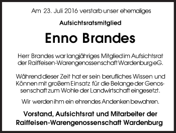 Traueranzeige von Enno Brandes von Nordwest-Zeitung