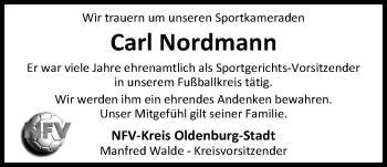 Traueranzeige von Carl Nordmann von Nordwest-Zeitung