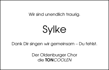 Traueranzeige von Sylke Norie von Nordwest-Zeitung