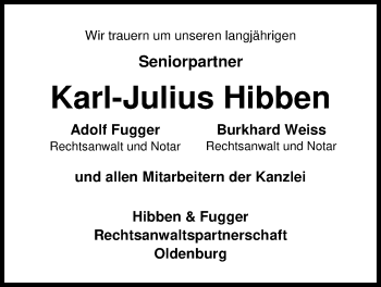 Traueranzeige von Karl-Julius Hibben von Nordwest-Zeitung