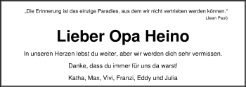 Traueranzeige von Heino Fuhrken von Nordwest-Zeitung
