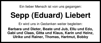 Traueranzeige von Eduard (Sepp) Liebert von Nordwest-Zeitung