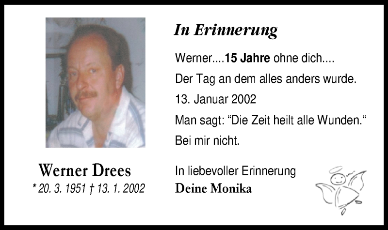  Traueranzeige für Werner Drees vom 13.01.2017 aus Nordwest-Zeitung