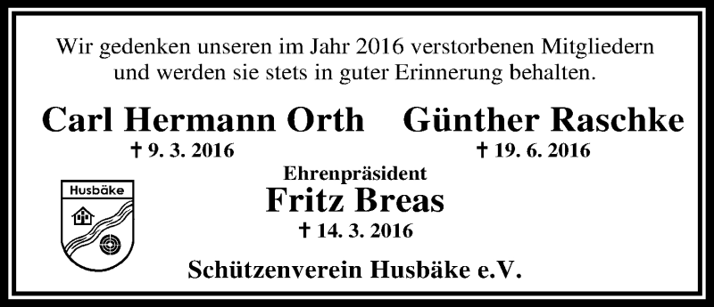  Traueranzeige für Günther Raschke vom 07.01.2017 aus Nordwest-Zeitung