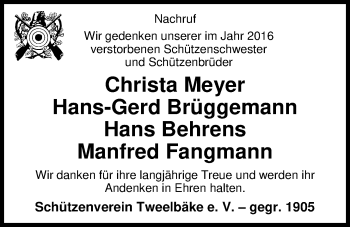 Traueranzeige von Christa Meyer von Nordwest-Zeitung