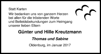 Traueranzeige von Hille Kreutzmann von Nordwest-Zeitung