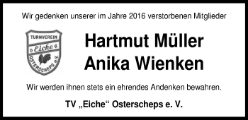 Traueranzeige von Hartmut Müller von Nordwest-Zeitung