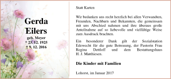 Traueranzeige von Gerda Eilers von Nordwest-Zeitung