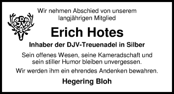 Traueranzeige von Erich Hotes von Nordwest-Zeitung