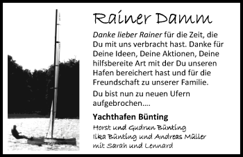 Traueranzeige von Rainer Damm von Nordwest-Zeitung
