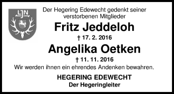Traueranzeige von Angelika Oetken von Nordwest-Zeitung