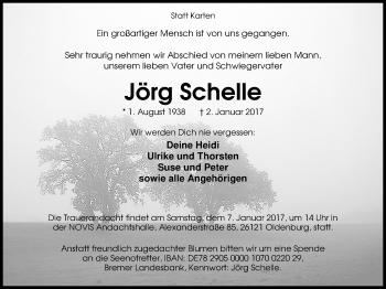 Traueranzeige von Jörg Schelle von Nordwest-Zeitung