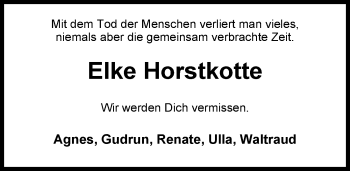 Traueranzeige von Elke Horstkotte von Nordwest-Zeitung