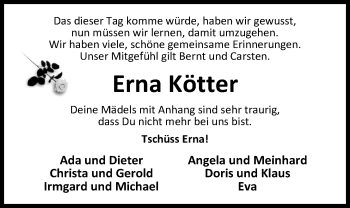 Traueranzeige von Erna Kötter von Nordwest-Zeitung