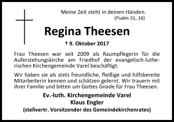Traueranzeige von Regina Theesen von Nordwest-Zeitung